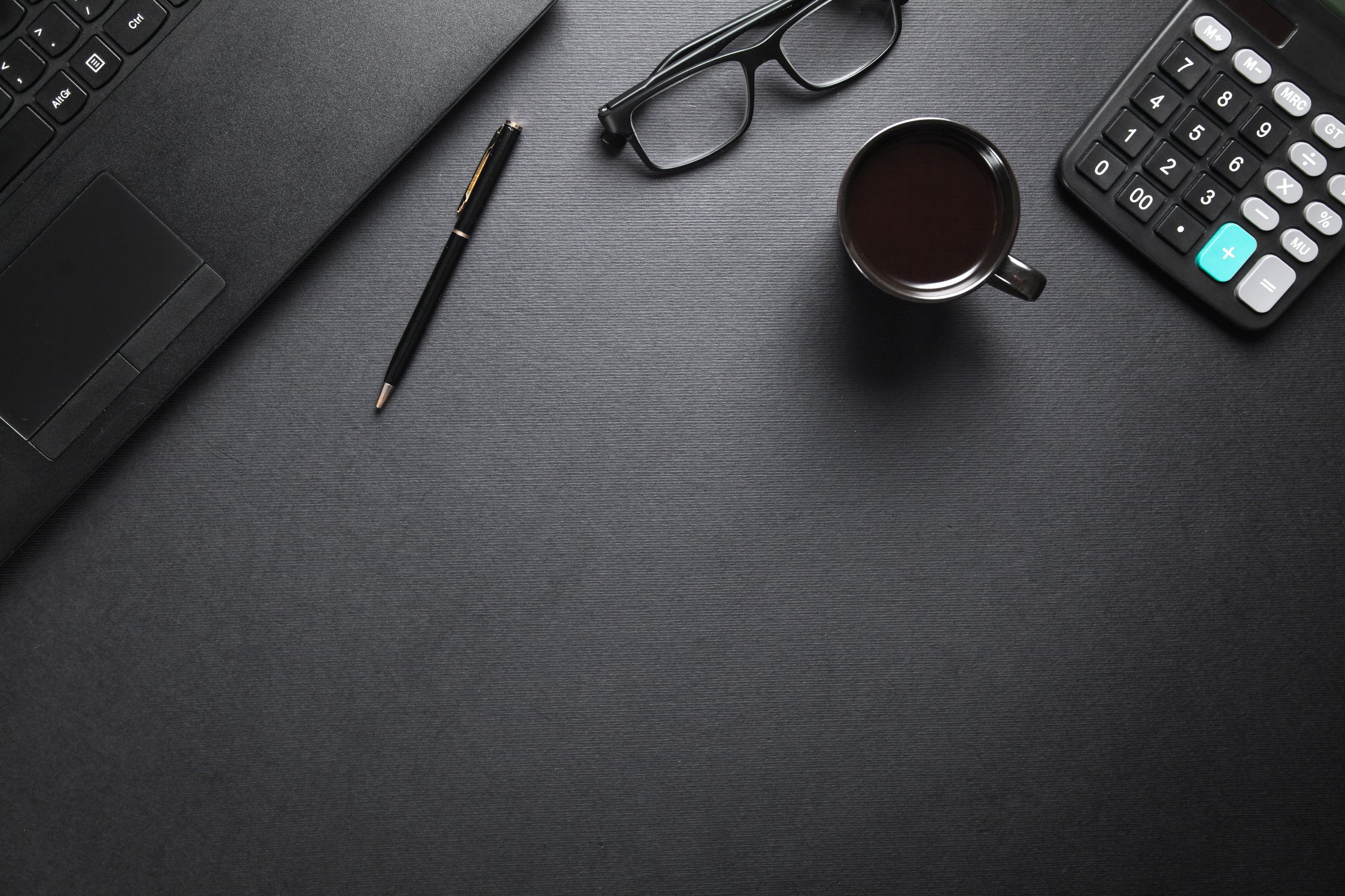 Black office desk. Business workplace